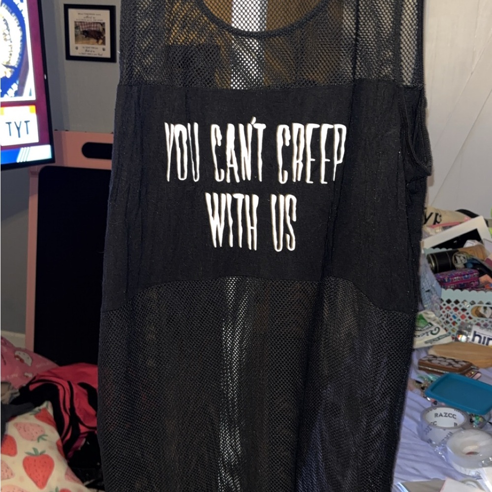 BlackCraft Mesh Tank with 'You Can't Creep With Us' Graphic